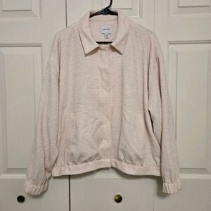 Nine West Women's Pink Tweed Textured Bomber Jacket Size XXL